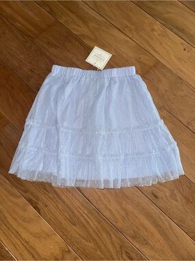 Creamie Girls Light Blue Tiered Tulle Skirt with Polka Dot Detail